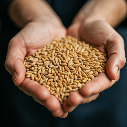 Hands holding grain